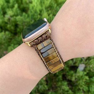 Natural Tiger Eye Smart Watch band Strap for Apple iWatch Series 8 7 38 40 41 mm